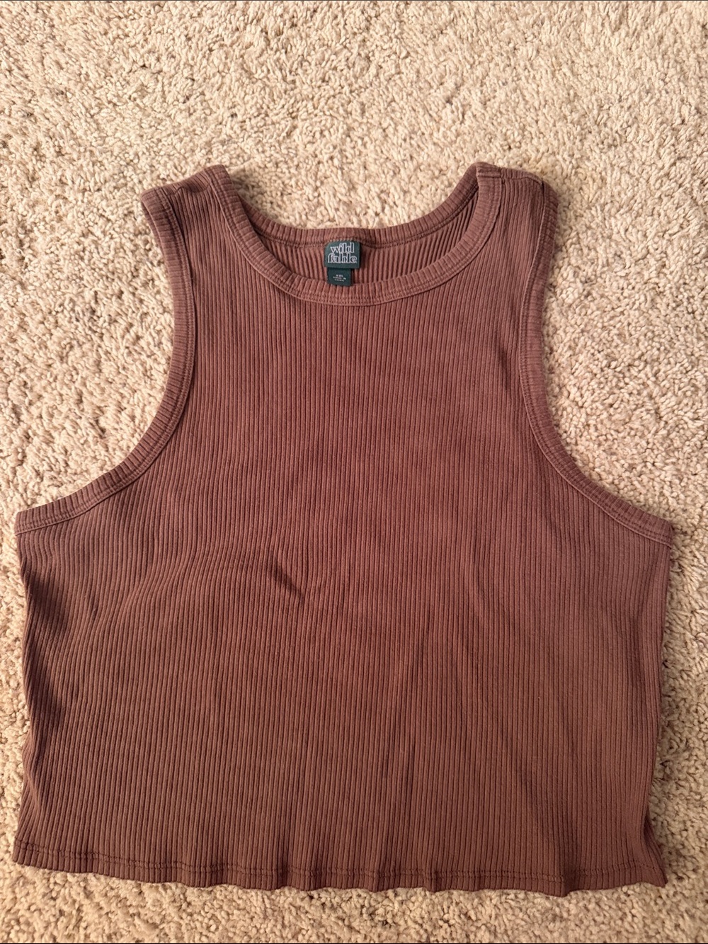 wild fable ribbed cropped tank in mocha brown